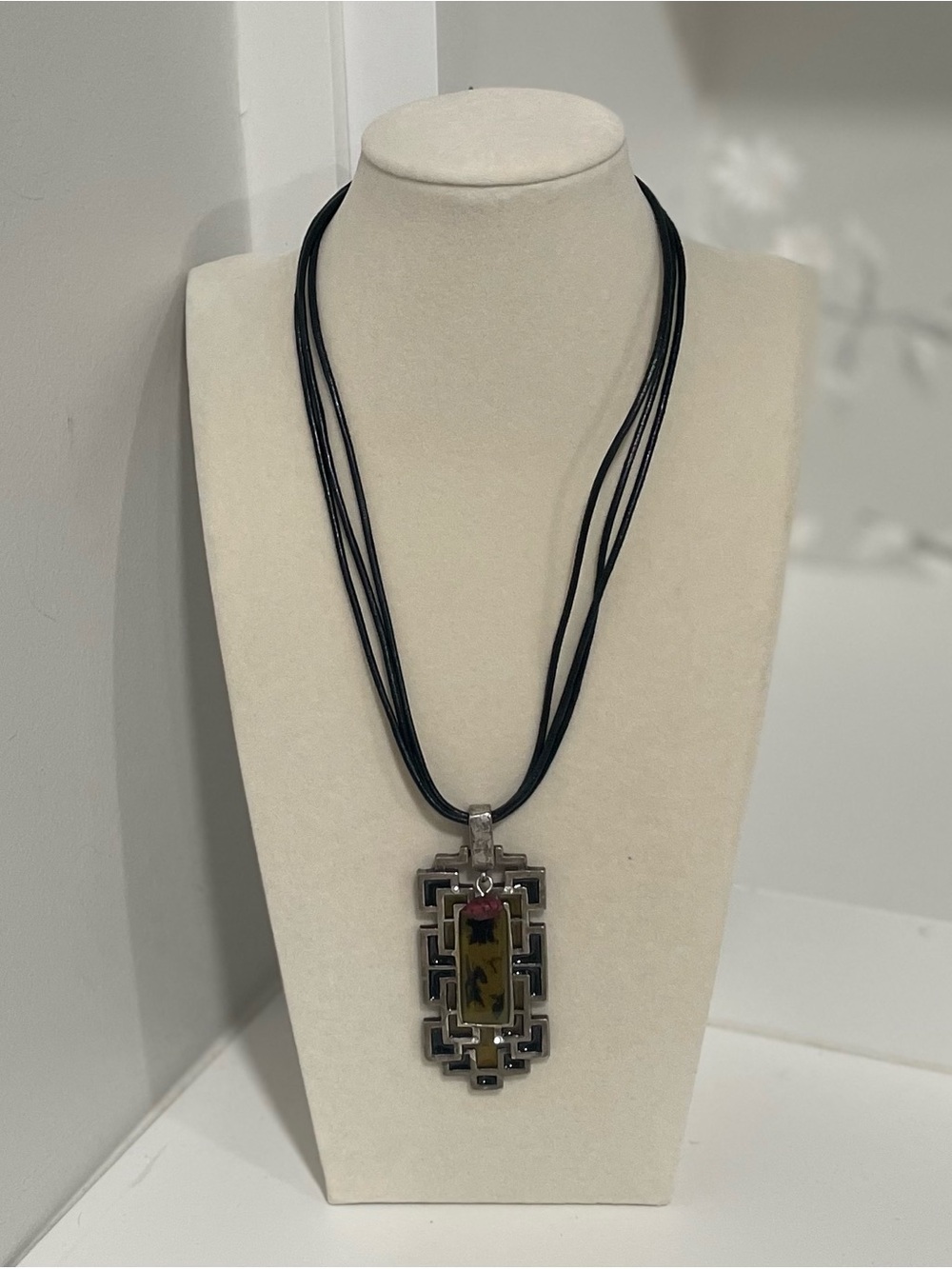 Statement Necklace Geometric Art Deco Boho Festival Artisan Tortoise
